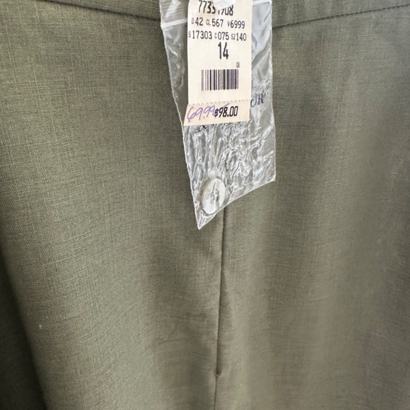 ANN TAYLOR 100% GREEN LINEN DIAGONALLY CONSTRUCTED SKIRT-NWT/SIZE 14 - Picture 5 of 9